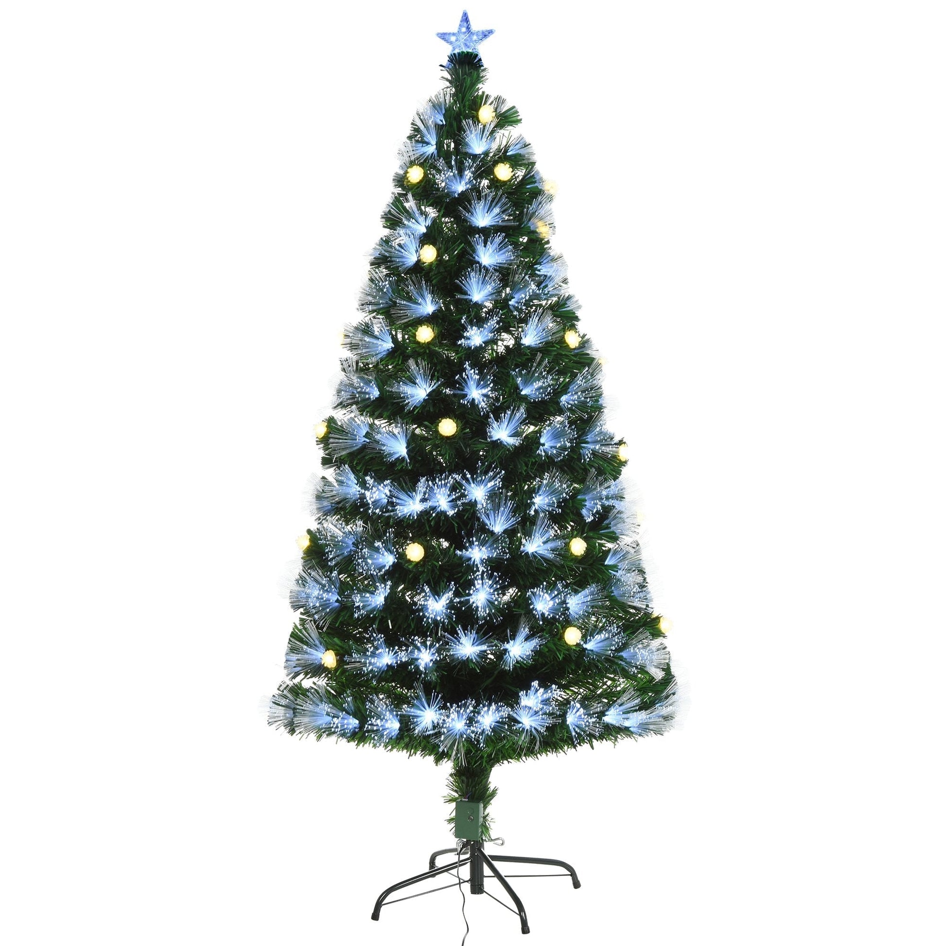 Homcom 6 Foot White Light Artificial Christmas Tree with 230 LEDs Star Topper Tri-Base Full Bodied Seasonal Decoration Primary Image