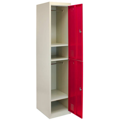 Raven Steel Locker 2 Compartments 180cm - Grey & Red Flatpack by Raven