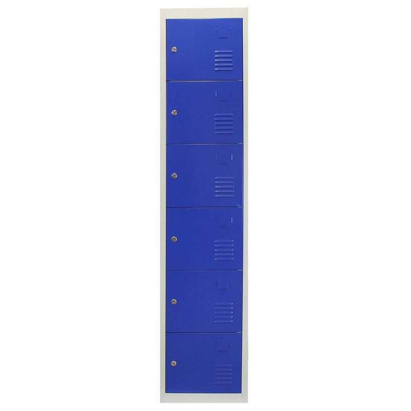 Raven Steel Lockers 18 Compartments 180cm - Grey & Blue Set Of Three Flatpack by Raven