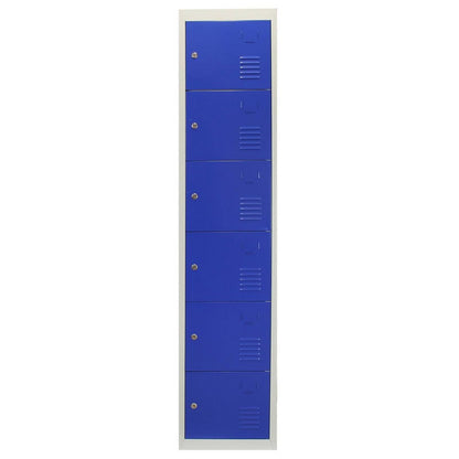 Raven Steel Lockers 18 Compartments 180cm - Grey & Blue Set Of Three Flatpack by Raven