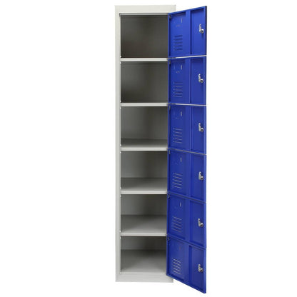 Raven Steel Lockers 18 Compartments 180cm - Grey & Blue Set Of Three Flatpack by Raven