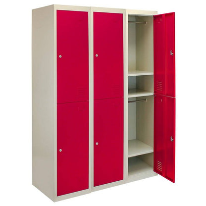 Raven Steel Lockers 6 Compartments 180cm - Grey & Red Set Of Three Flatpack by Raven