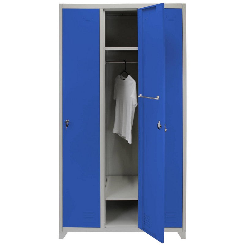 Raven Steel Locker 3 Compartments 180cm - Grey & Blue Flatpack by Raven