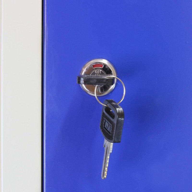 Raven Steel Locker 3 Compartments 180cm - Grey & Blue Flatpack by Raven