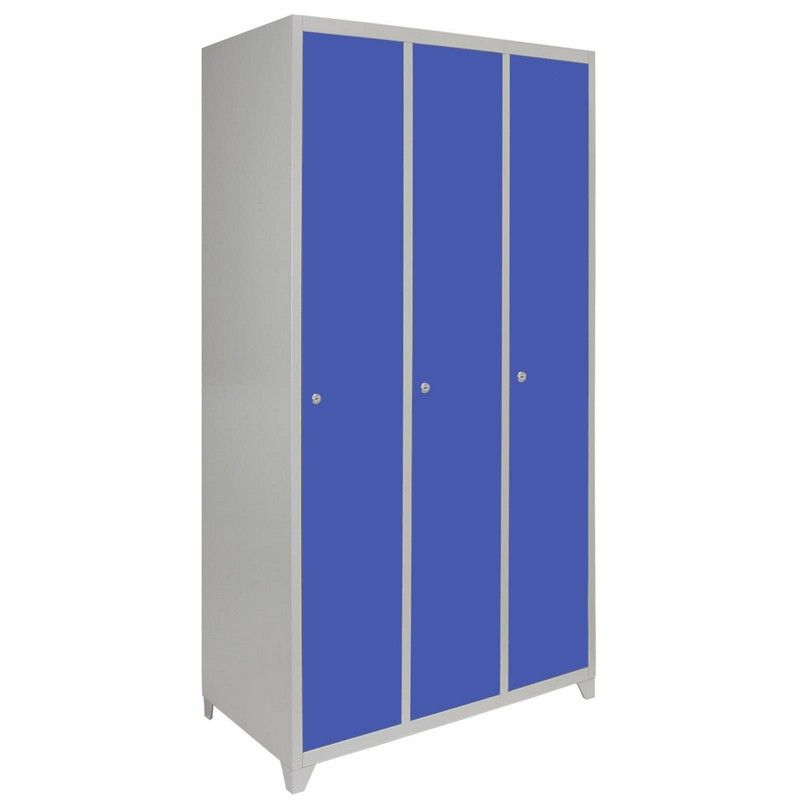 Raven Steel Locker 3 Compartments 180cm - Grey & Blue Flatpack by Raven