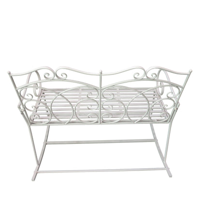 Outsunny Patio 2 Seater Rocking Bench Steel Garden Outdoor Garden Loveseat Chair With Decorative Backrest White