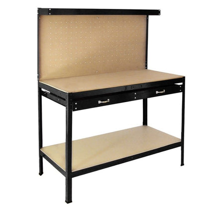 Raven Steel & MDF Workbench 180cm - Black 120cm Pegboard & by Raven