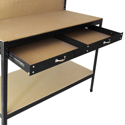 Raven Steel & MDF Workbench 180cm - Black 120cm Pegboard & by Raven