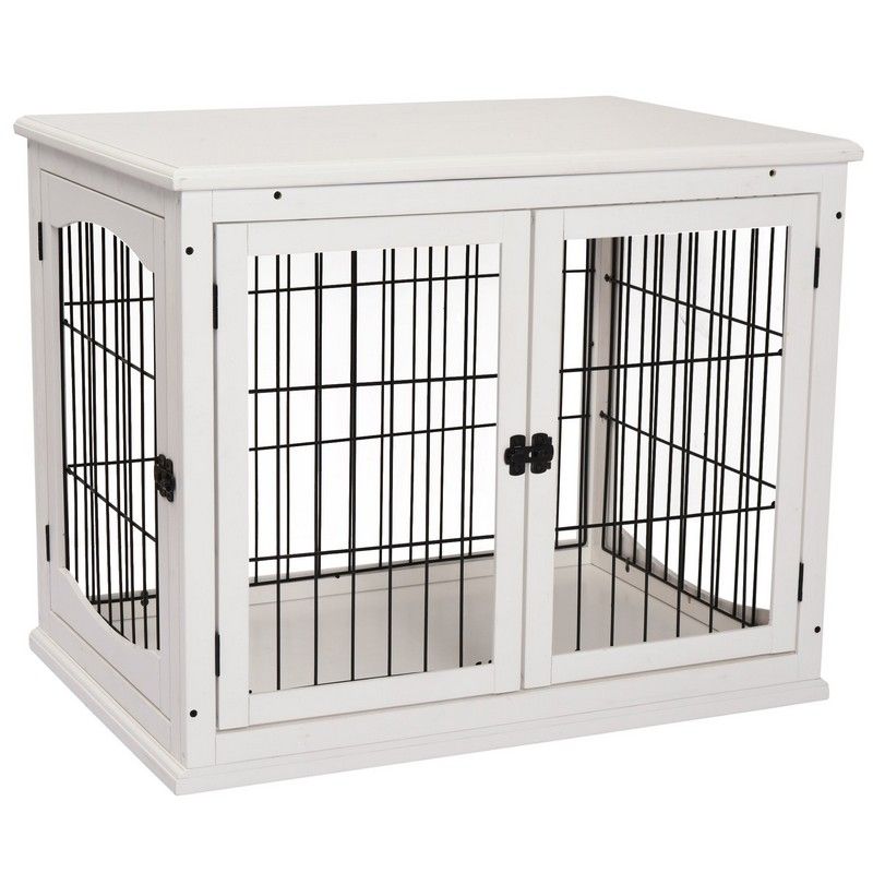 PawHut Pawhut Medium-Density Fibreboard 3-Door Small Indoor Pet Cage White