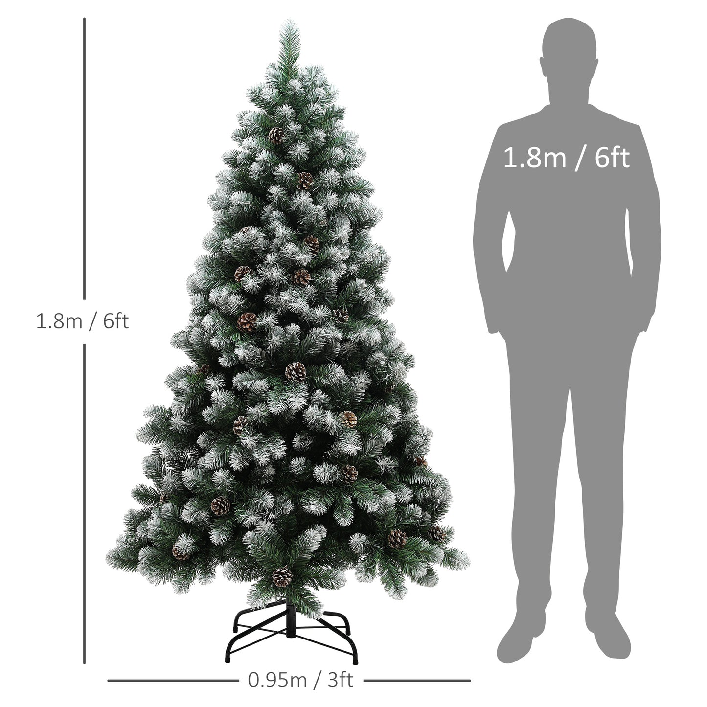 6ft Pinecone Christmas Tree Artificial - White Frosted Green  774 Tips