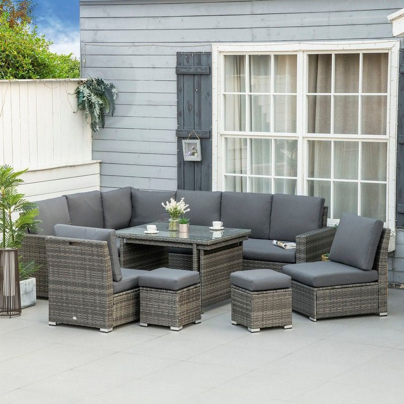 Seven Piece Rattan Garden Sofa Set
