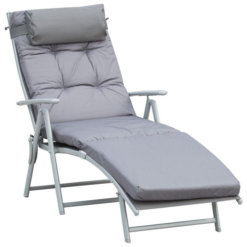 Steel Frame Outdoor Garden Padded Sun Lounger Pillow