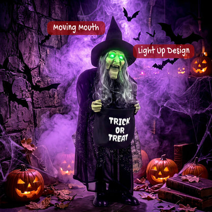 Animated Witch Halloween Decoration - 94cm