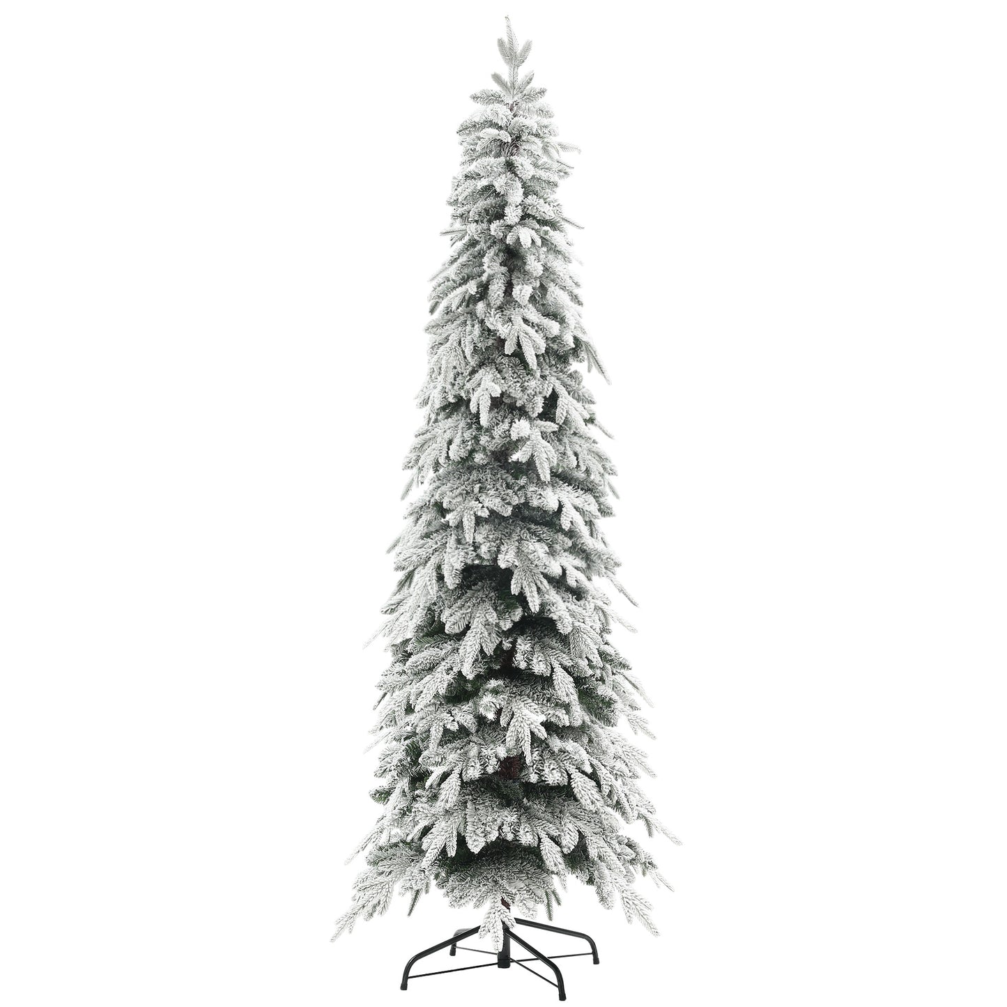 7ft Slim Christmas Tree Artificial - White Frosted Green Slim  800 Tips Primary Image