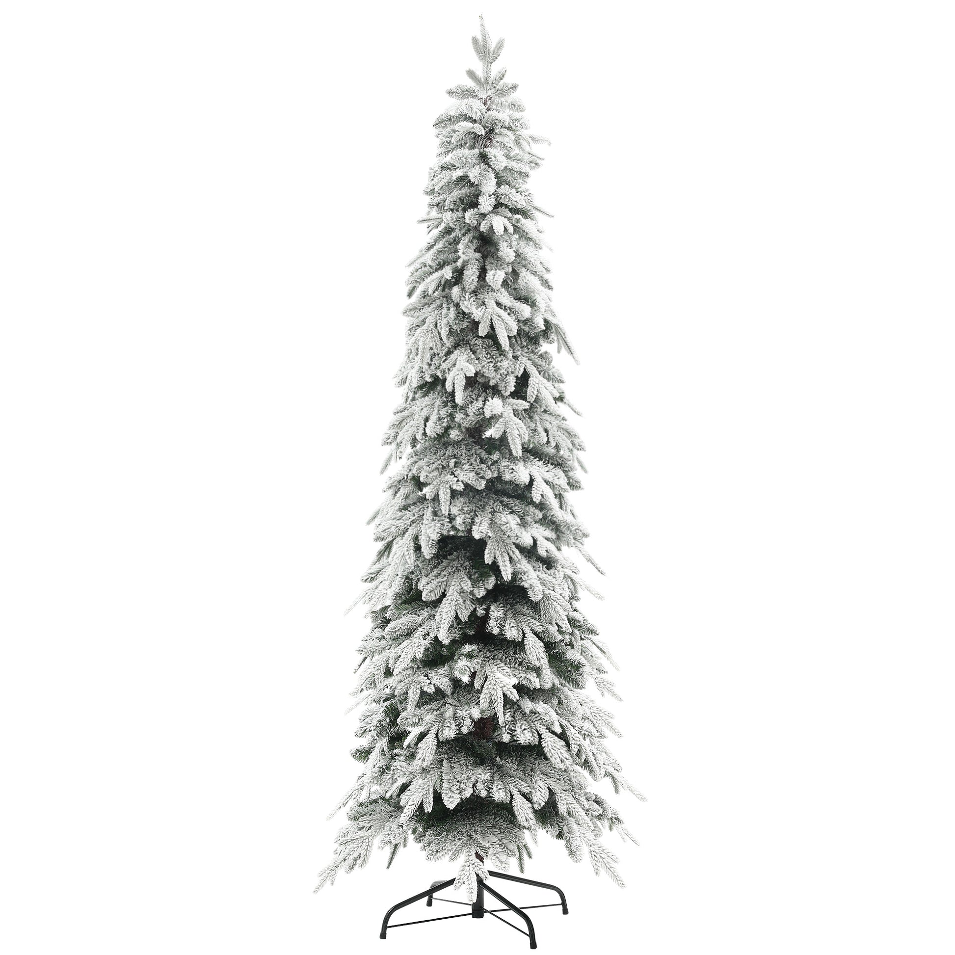 7ft Slim Christmas Tree Artificial - White Frosted Green Slim  800 Tips Primary Image