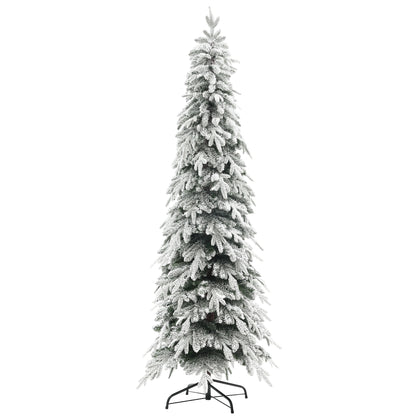 7ft Slim Christmas Tree Artificial - White Frosted Green Slim  800 Tips Primary Image