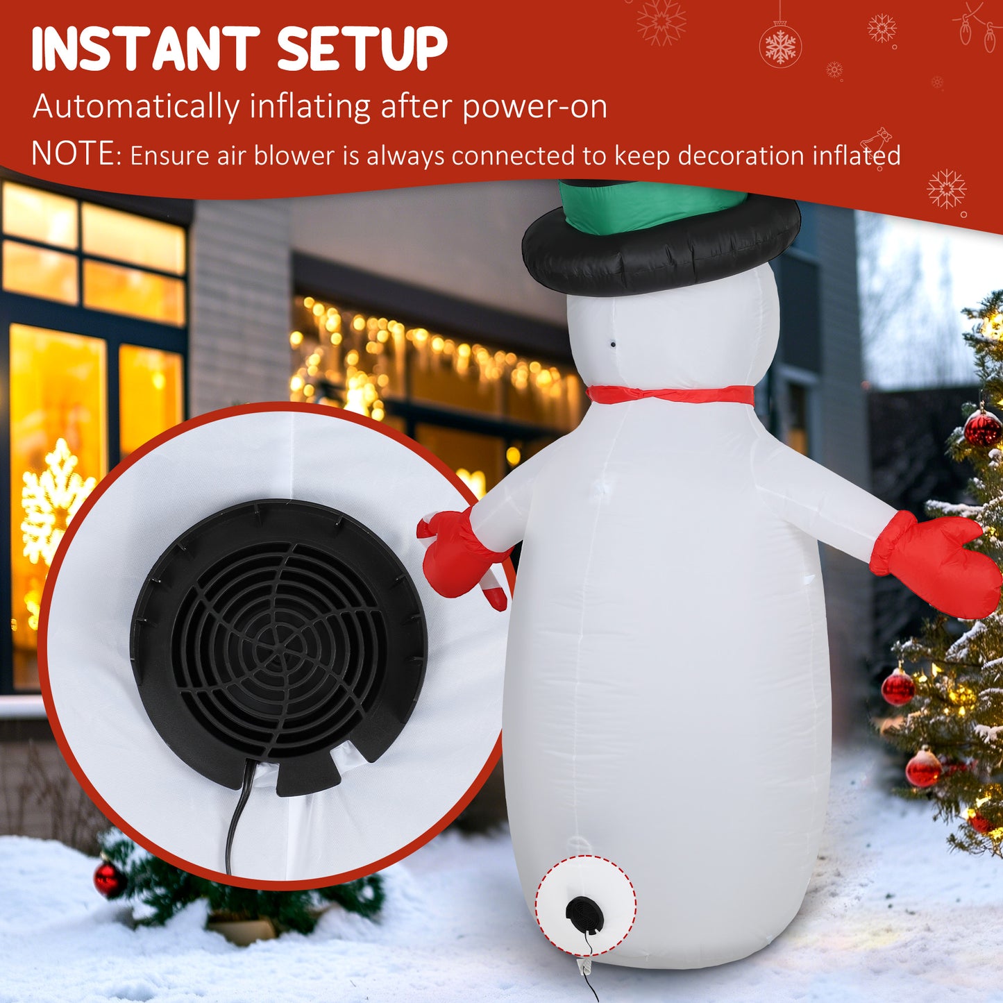 Snowman Inflatable Christmas Decoration - 240cm
