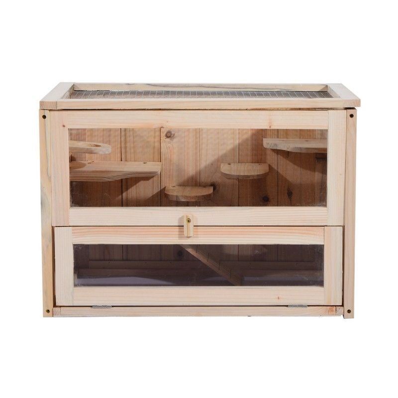 Pawhut Wooden Hamster Cage Mouse Mice Rodent Small Animals Hutch Exercise Play House 60 X 35 X 42cm Primary Image