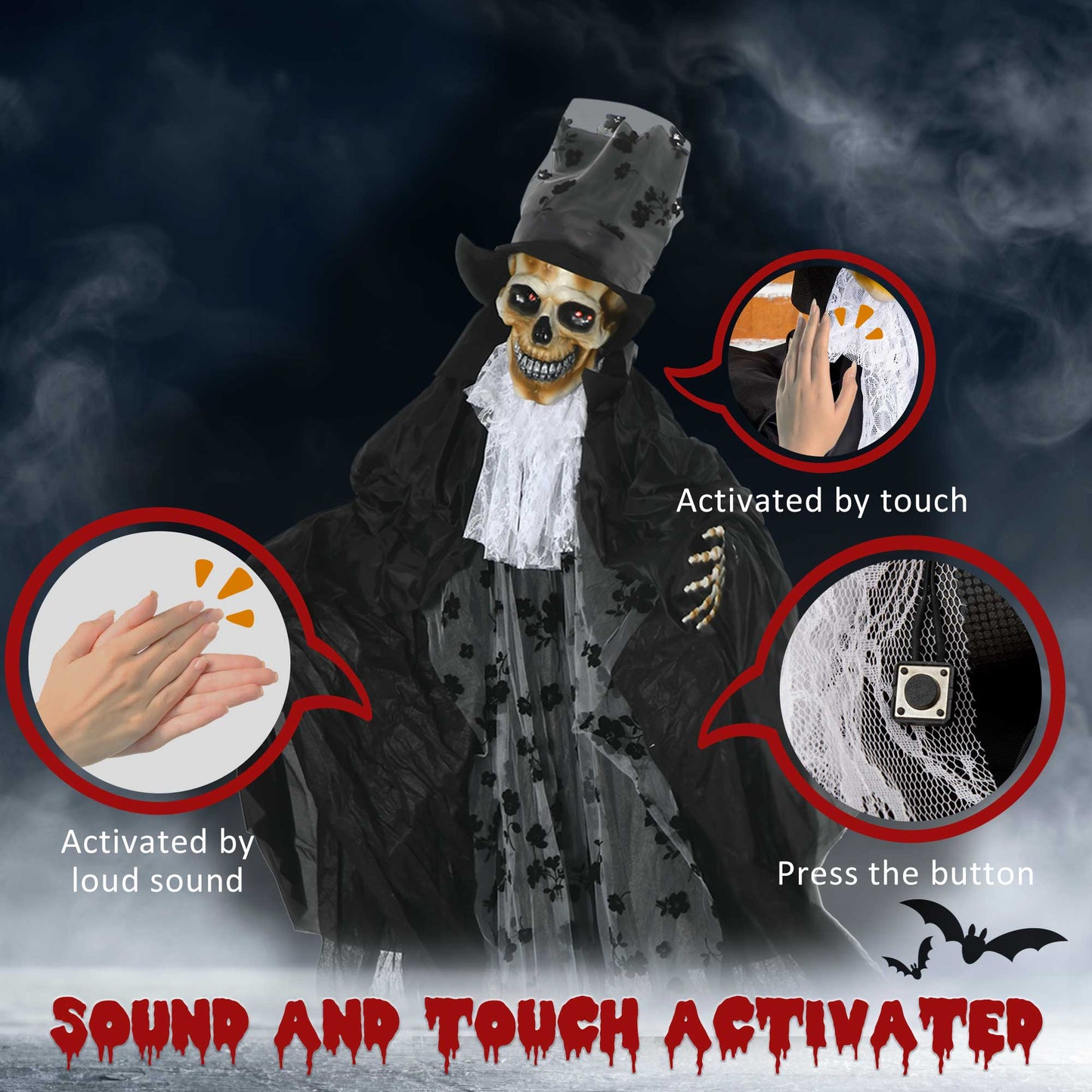 Animated Skeleton Halloween Decoration - 189cm