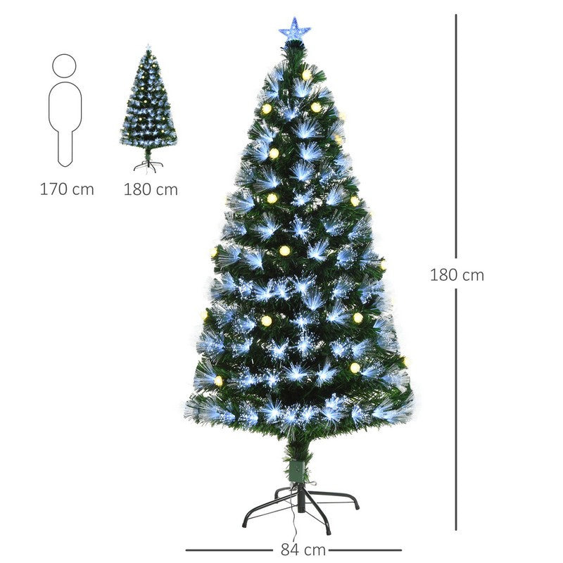 Homcom 6 Foot White Light Artificial Christmas Tree with 230 LEDs Star Topper Tri-Base Full Bodied Seasonal Decoration