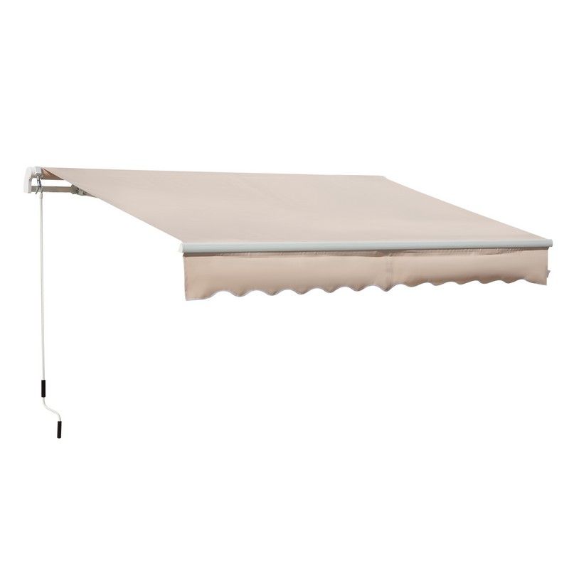 Outsunny 4X2.5M Manual Awning Window Door Sun Weather Shade With Handl ...