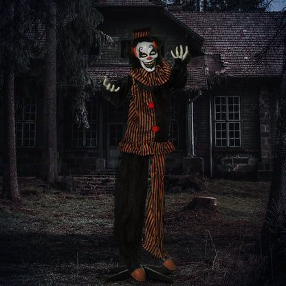 67 Inch Life Size Outdoor Halloween Decorations Talking Circus Clown Primary Image