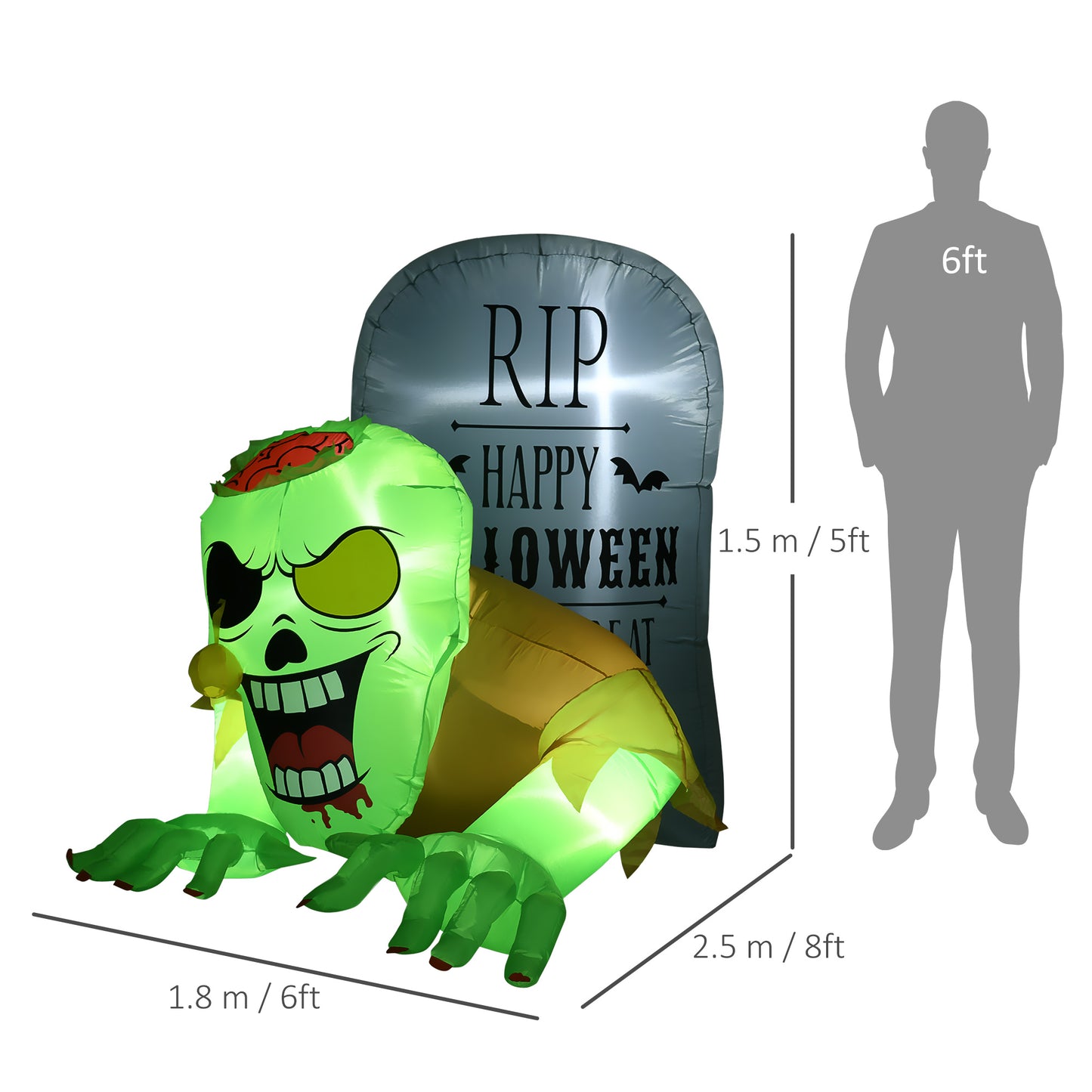 Zombie Inflatable Halloween Decoration - 250cm