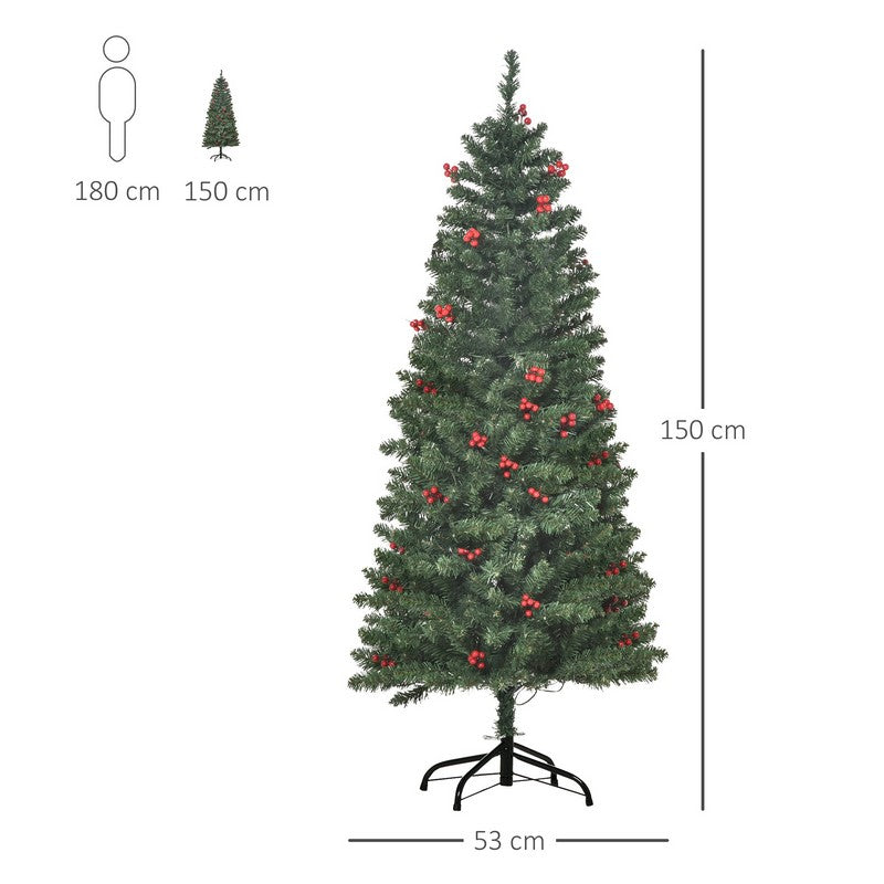 5 Foot Prelit Artificial Pencil Christmas Tree with Warm White LED Light