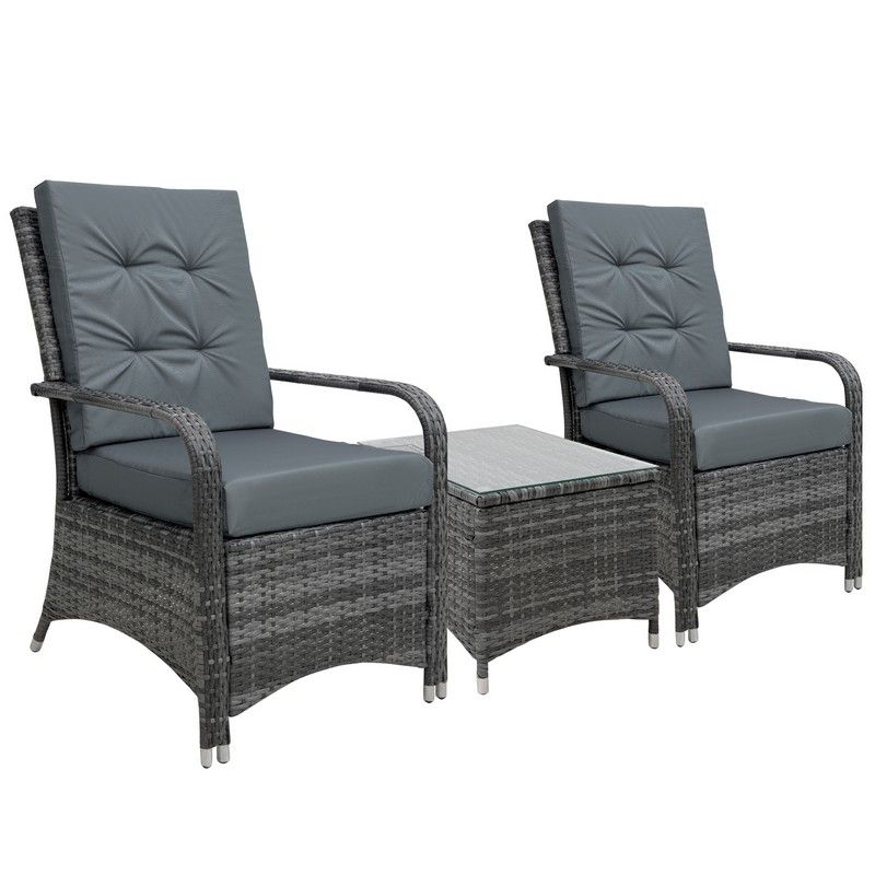 2 Seater Rattan Table Chair Bistro Garden Furniture Set Wicker Table Outdoor Patio