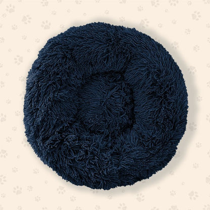 60x26 Blue Black Fluffy Donut Pet Bed Primary Image