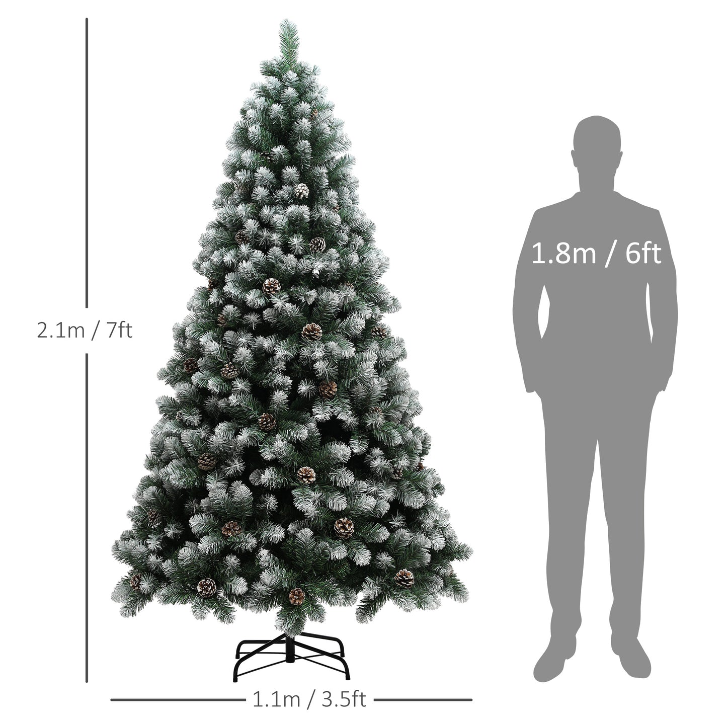 7ft Pinecone Christmas Tree Artificial - White Frosted Green  1152 Tips