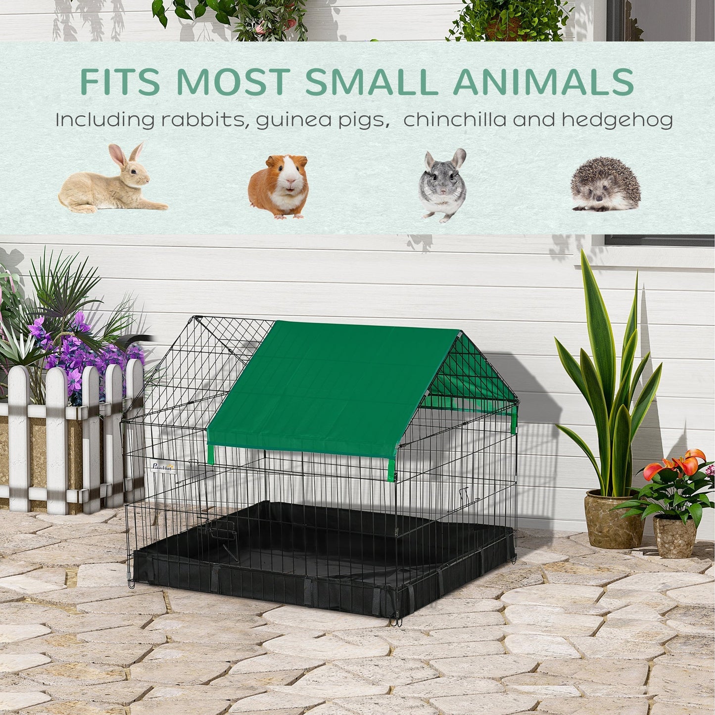 PawHut Guinea Pig Cage Small Animal Habitat Rabbit House