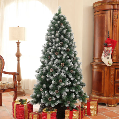 6ft Pinecone Christmas Tree Artificial - White Frosted Green  774 Tips