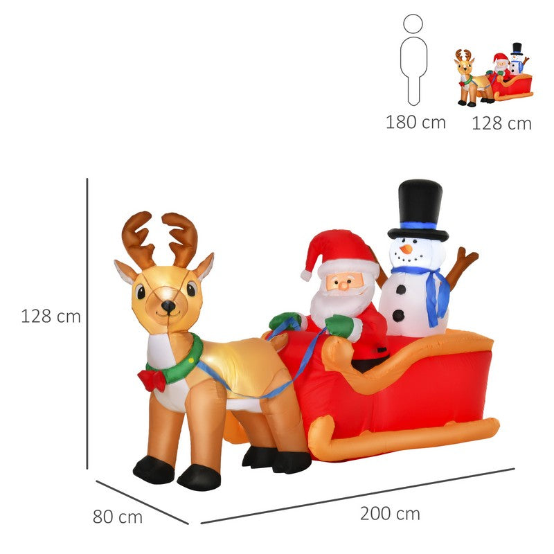 4 Foot Christmas Inflatable Santa Claus on Sleigh Deer