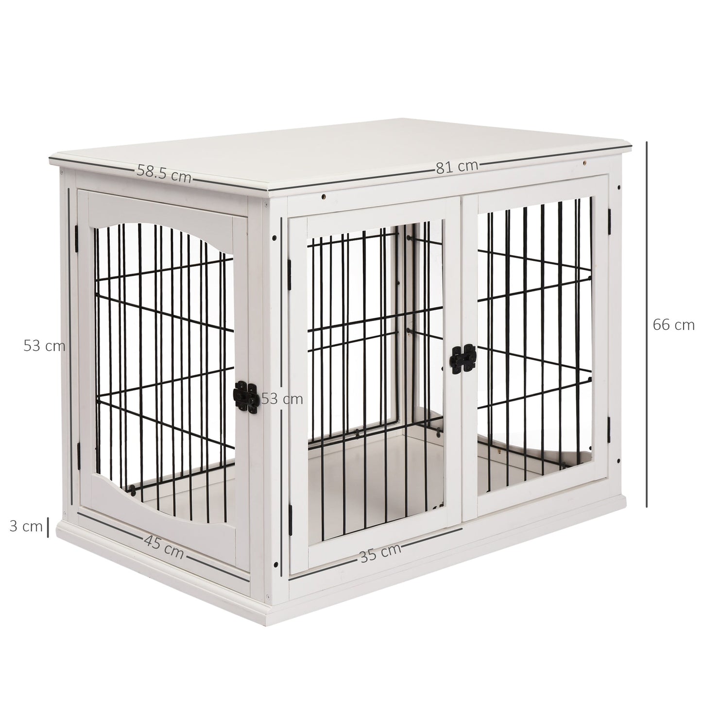 Pawhut Medium-Density Fibreboard 3-Door Small Indoor Pet Cage White