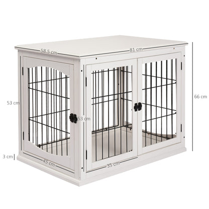 Pawhut Medium-Density Fibreboard 3-Door Small Indoor Pet Cage White