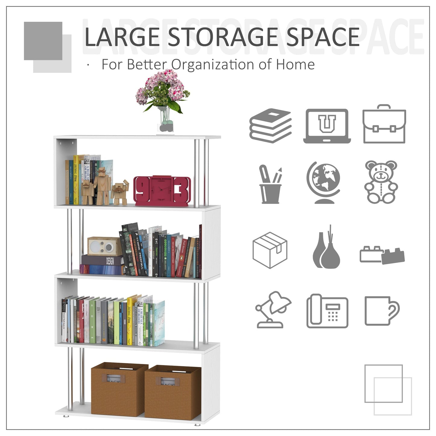 Double 'S' Shelving Unit - White