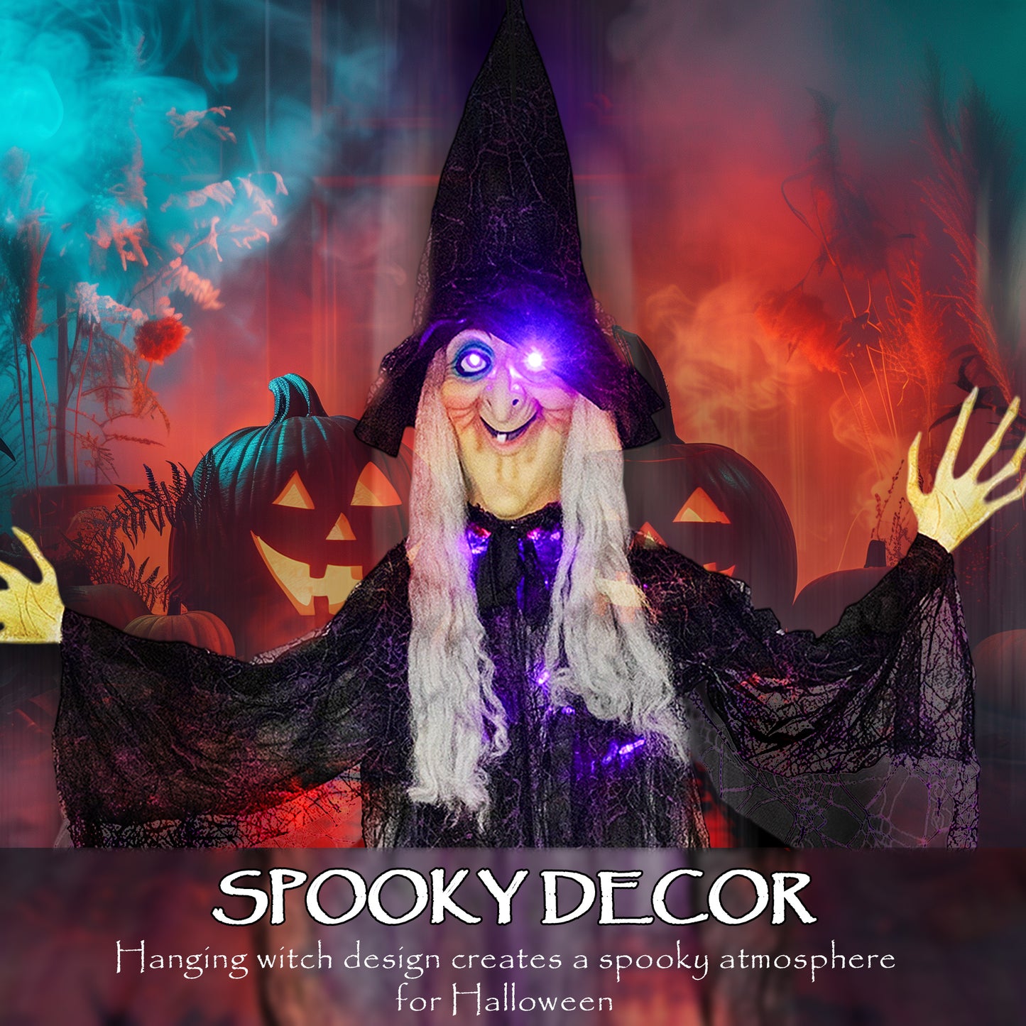 Animated Witch Halloween Decoration - 183cm