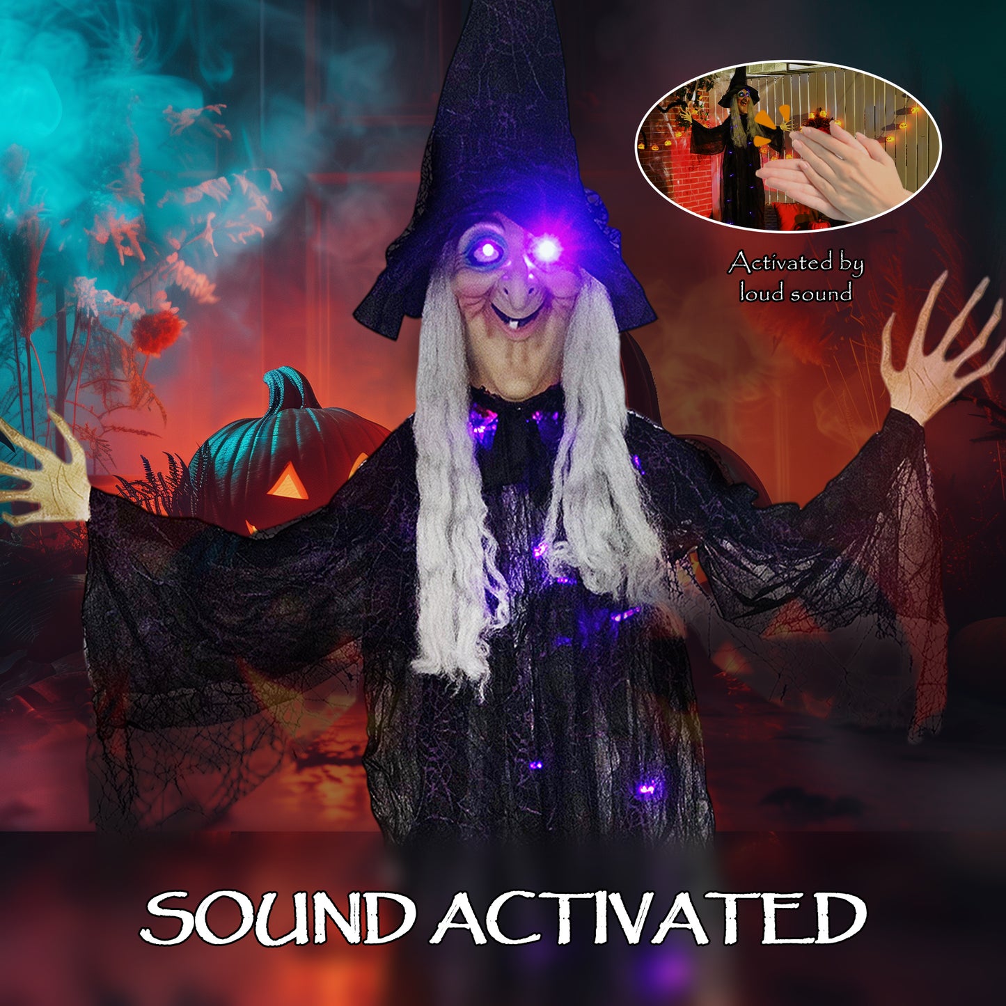 Animated Witch Halloween Decoration - 183cm