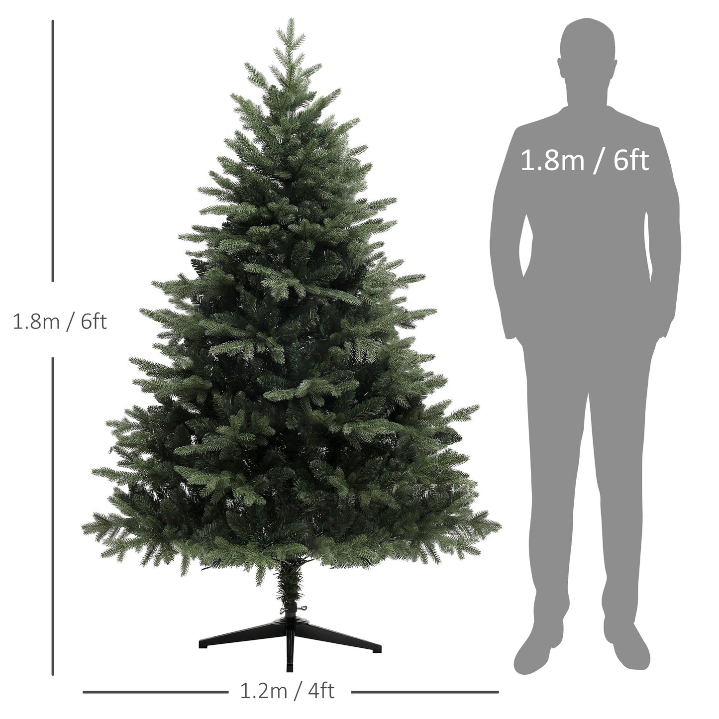 6ft Christmas Tree Artificial - Dark Green  1696 Tips