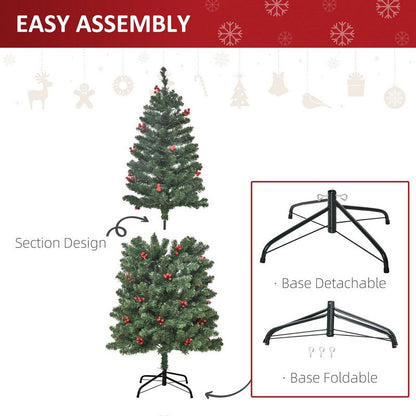 5 Foot Prelit Artificial Pencil Christmas Tree with Warm White LED Light