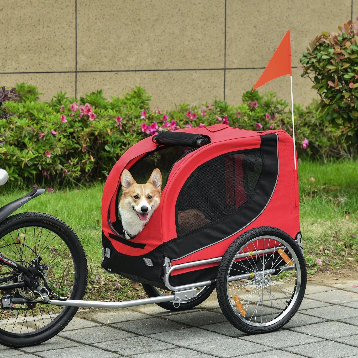 PawHut Folding Bicycle Pet Trailer W/Removable Cover-Red Primary Image