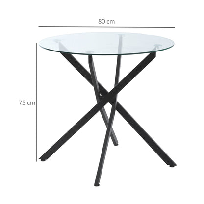 Side Table with Clear Tempered Glass Top