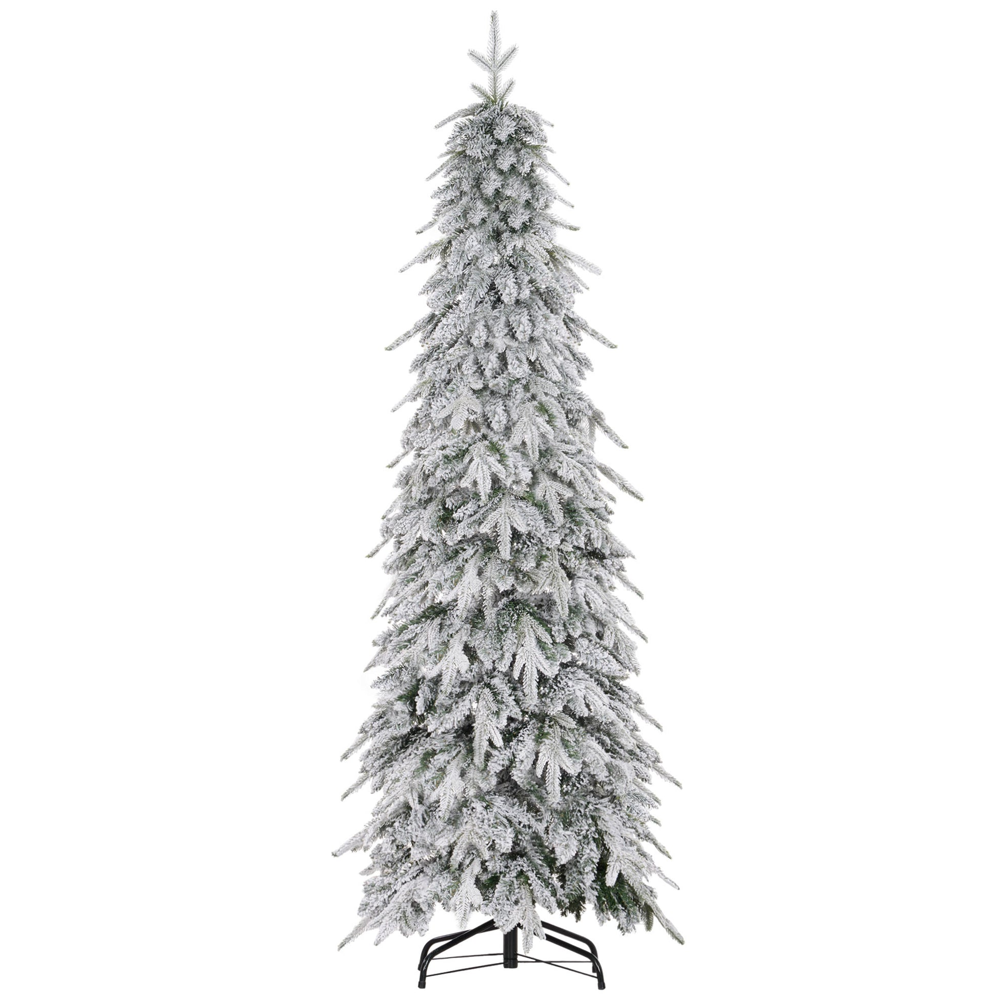 6ft Slim Christmas Tree Artificial - White Frosted Green Slim  600 Tips Primary Image