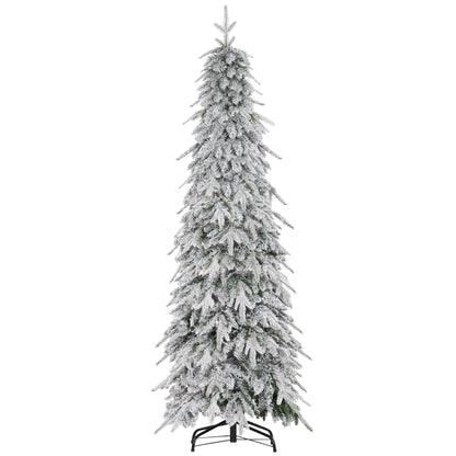 6ft Slim Christmas Tree Artificial - White Frosted Green Slim  600 Tips Primary Image