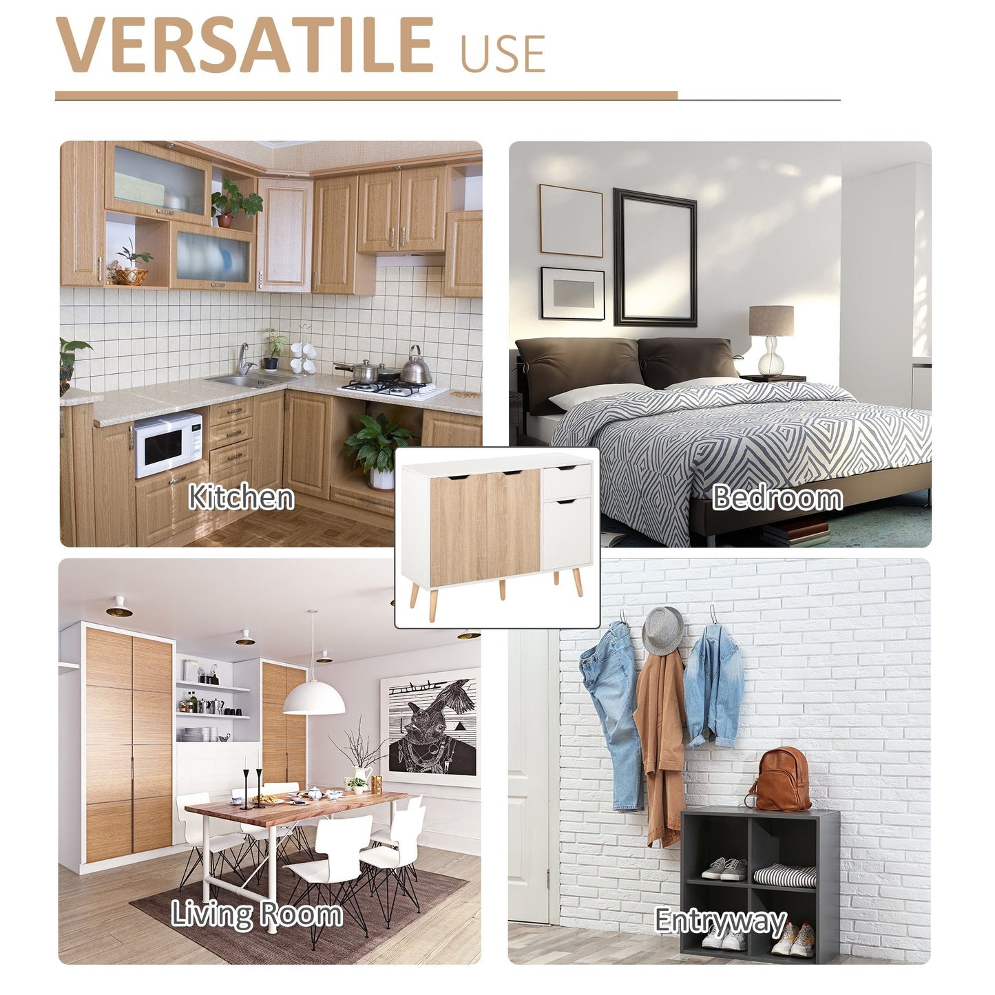 Sideboard Floor Standing Storage Cabinet with Drawer for Bedroom