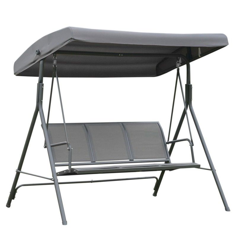 3 Seater Swing Chair Garden Swing Bench Outdoor Hammock Adjustable Canopy Steel Frame