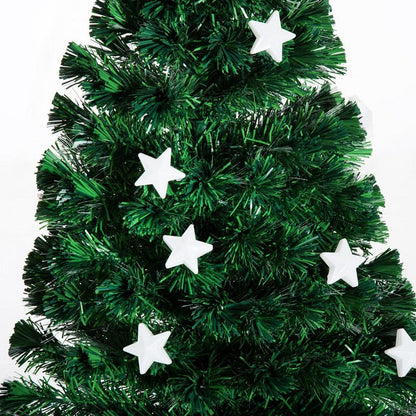 Homcom 5 Foot Prelit Artificial Christmas Tree Fibre Optic Star LED Light Holiday Home Xmas Decoration with LED Light