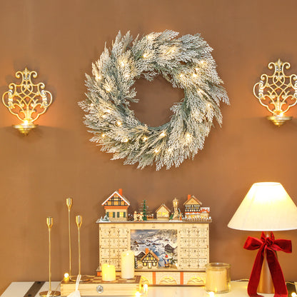 Wreath Christmas Decoration Green with Frosted Pattern - 60cm