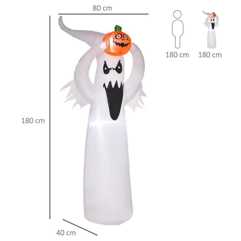 Inflatable Halloween Floating Ghost Pumpkin Outdoor Decoration w/ LED Lights 6FT